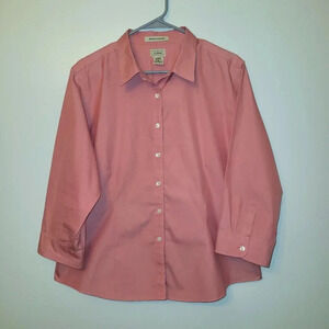 Women's XL L.L. BEAN button-down collared long sleeve CORAL color LOT-E
